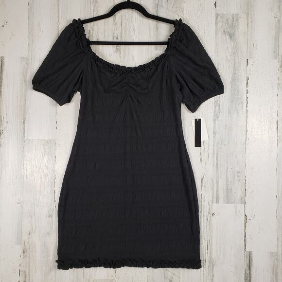 NWT Speechless Black Pucker Sweetheart Knit Short Sleeve Dress Women's Medium - Picture 1 of 12